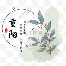 重阳节水墨植物边框