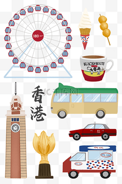 金合集图片_中国香港城市旅行旅游贴纸