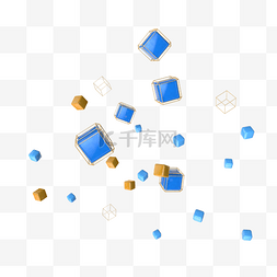 金色电商背景图片_方形漂浮几何电商C4D