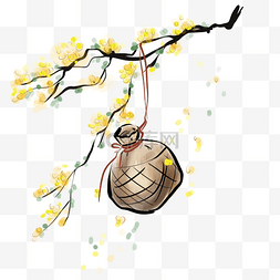 水墨中国风中秋节图片_中秋节挂在桂花树上的酒壶