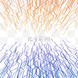 蓝橙色扁平渐变科技线条不规则装