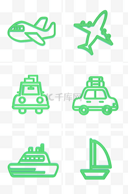 C4D3D绿色立体旅游常用定位类图标