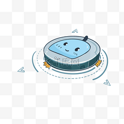 扫地图片_蓝色扁平风卡通智慧家居扫地机器