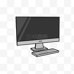 一体机电脑图片_灰色黑色个人电脑与键盘剪贴画