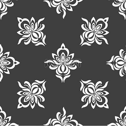 灰色无缝图片_灰色无缝图案背景与花卉装饰设计