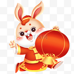 兔子图片_兔年兔子红灯笼新春喜庆生肖形象