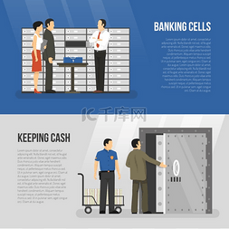 银行广告图片_银行横幅套装横向横幅客户和职员