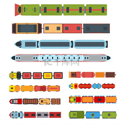 引擎矢量图片_列车俯视图儿童玩具火车头与货车