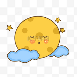 可爱天气图标睡着的圆形月亮