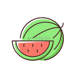 西瓜RGB颜色图标。为野餐准备水果