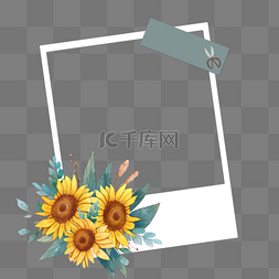韩系相框图片_盛开的向日葵手账花卉相框