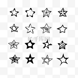 线描套图图片_黑色星星涂鸦装饰几何图形套图