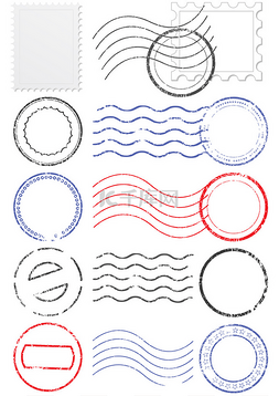 是图片_向量组的不同邮戳和邮票.