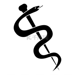 Caduceus 或 Asclepius 符号图标黑色的