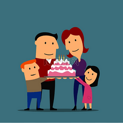 父母和孩子卡通图片_生日或周年庆典家庭传统主题设计