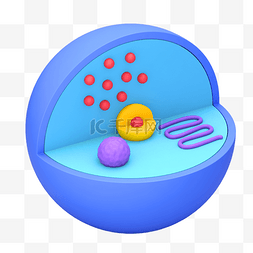 3d立体科技图片_蓝色卡通C4D立体生物细胞核