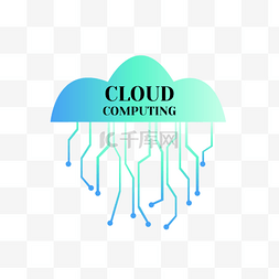 科技信息标志图片_蓝绿渐变色云端标志互联网云计算