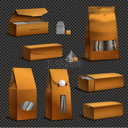 包装广告设计图片_棕色牛皮纸茶包和散装茶叶包装盒