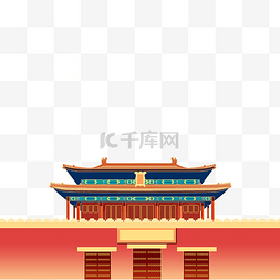国潮中国风建筑描线描金