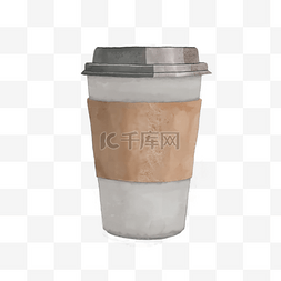 咖啡豆液体图片_水彩拿铁咖啡纸杯