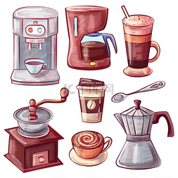 咖啡壶手绘图片_用于酿造咖啡载体的设备，用于饮