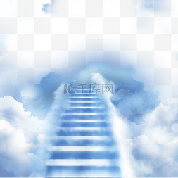 云朵组成的阶梯连接光效天堂