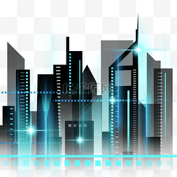 亮度图案图片_城市景观蓝黑风格城市缩影