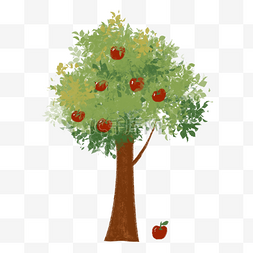 卡通水果树掉落的苹果