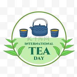 茶叶边框图片_绿色茶叶国际茶日茶壶茶杯
