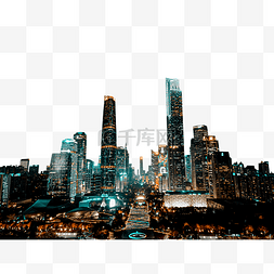 航拍广州珠江新城高楼夜景