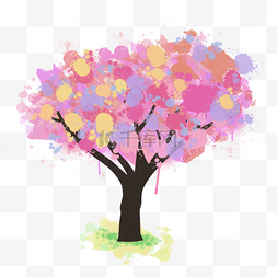 彩色泼墨树木图案