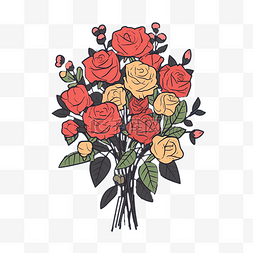 一束玫瑰花平面卡通