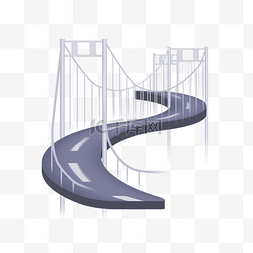 货船大桥大桥图片_跨海大桥桥梁微立体插画S型立交