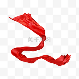 红黄黑三色飘带图片_3DC4D立体红色丝绸绸缎