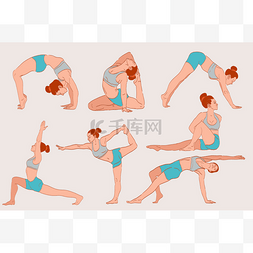 女裤海报图片_Yoga exercises. Women yoga