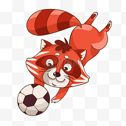 卡通小浣熊运动踢足球形象