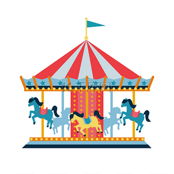 游乐园大门图片_带着马匹或儿童旋转木马的旋转木