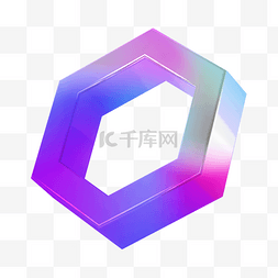紫色渐变C4D立体酸性几何六边形