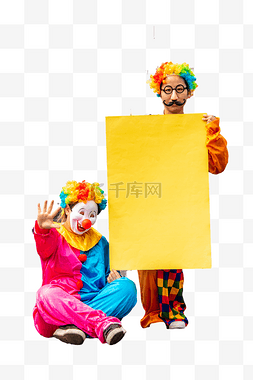 两个框图片_举牌两个小丑