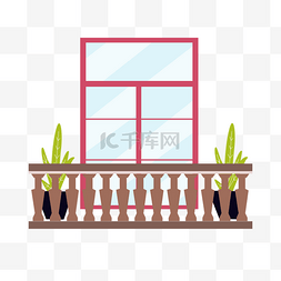白色窗户矢量图片_阳台栏杆建筑扁平风格