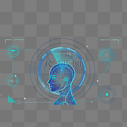 科技元素海报图片_蓝色科技人工智能科技插画