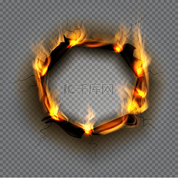 框架矢量图片_烧纸孔火焰边缘效应燃烧效应撕裂