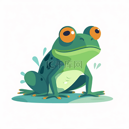 png青蛙图片_绿色卡通扁平青蛙动物