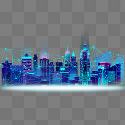 城市建筑图片_大数据点线连接科技城市未来智慧