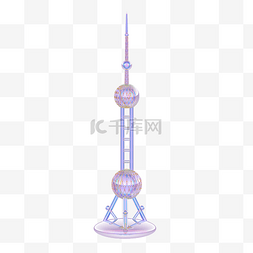 上海东方明珠塔简笔画图片_3D立体城市地标东方明珠塔