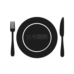 食物黑色背景图片_器皿黑色轮廓餐具刀具叉子的黑色