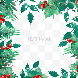 冬季创意文字设计图片_圣诞节一品红花卉叶子边框