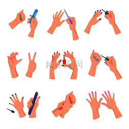 五颜六色的手图片_女性手臂上有五颜六色的修剪整齐