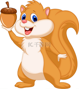 Cute squirrel holding nut