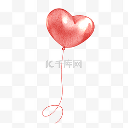 红色绳子图片_红色水彩庆祝爱心气球